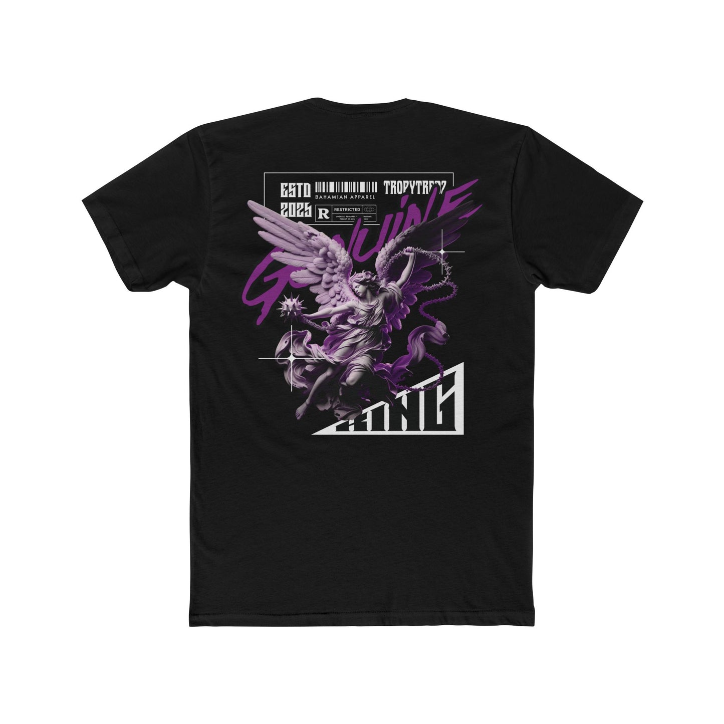 Genuine Angel Warrior Graphic Tee – Black & Purple Edition