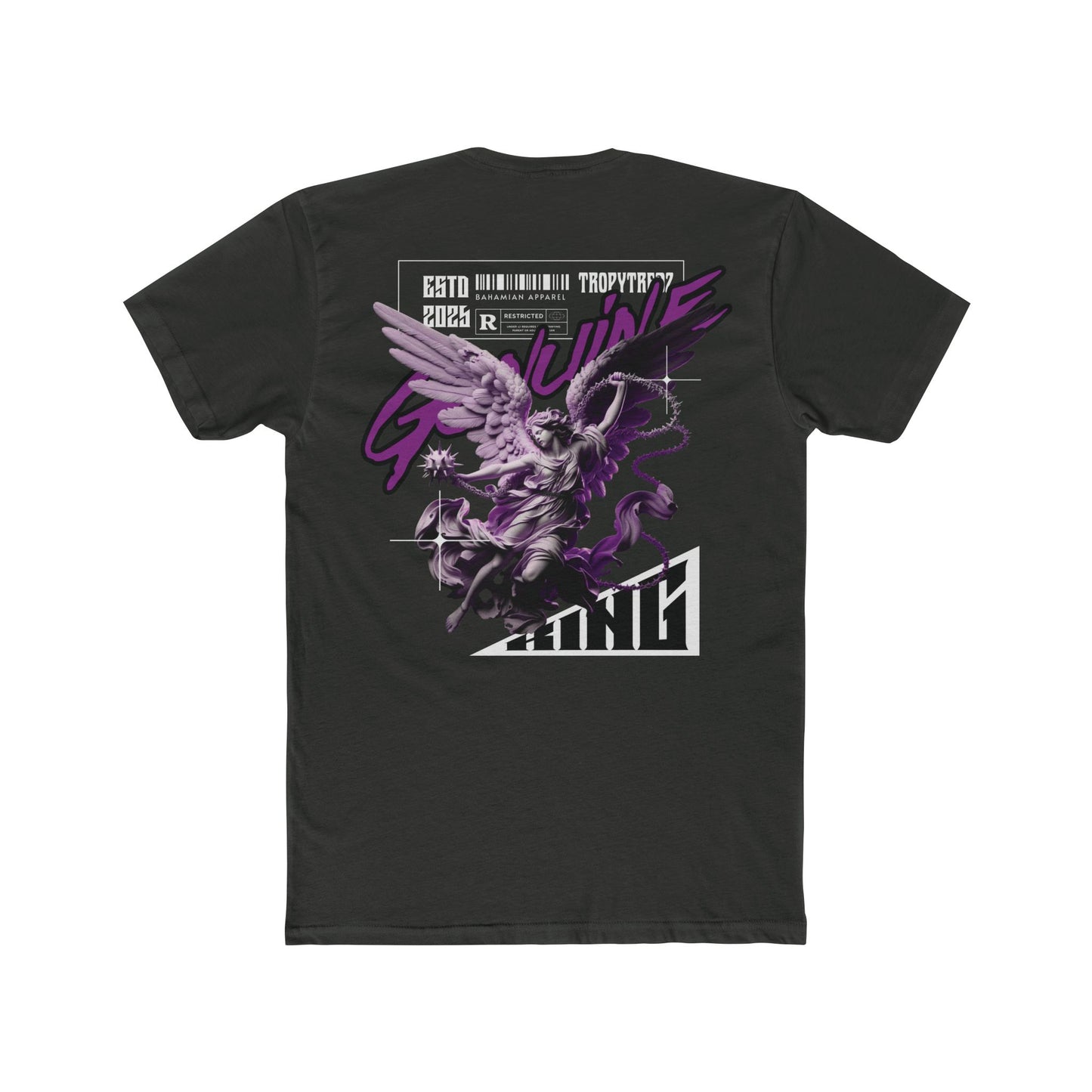 Genuine Angel Warrior Graphic Tee – Black & Purple Edition